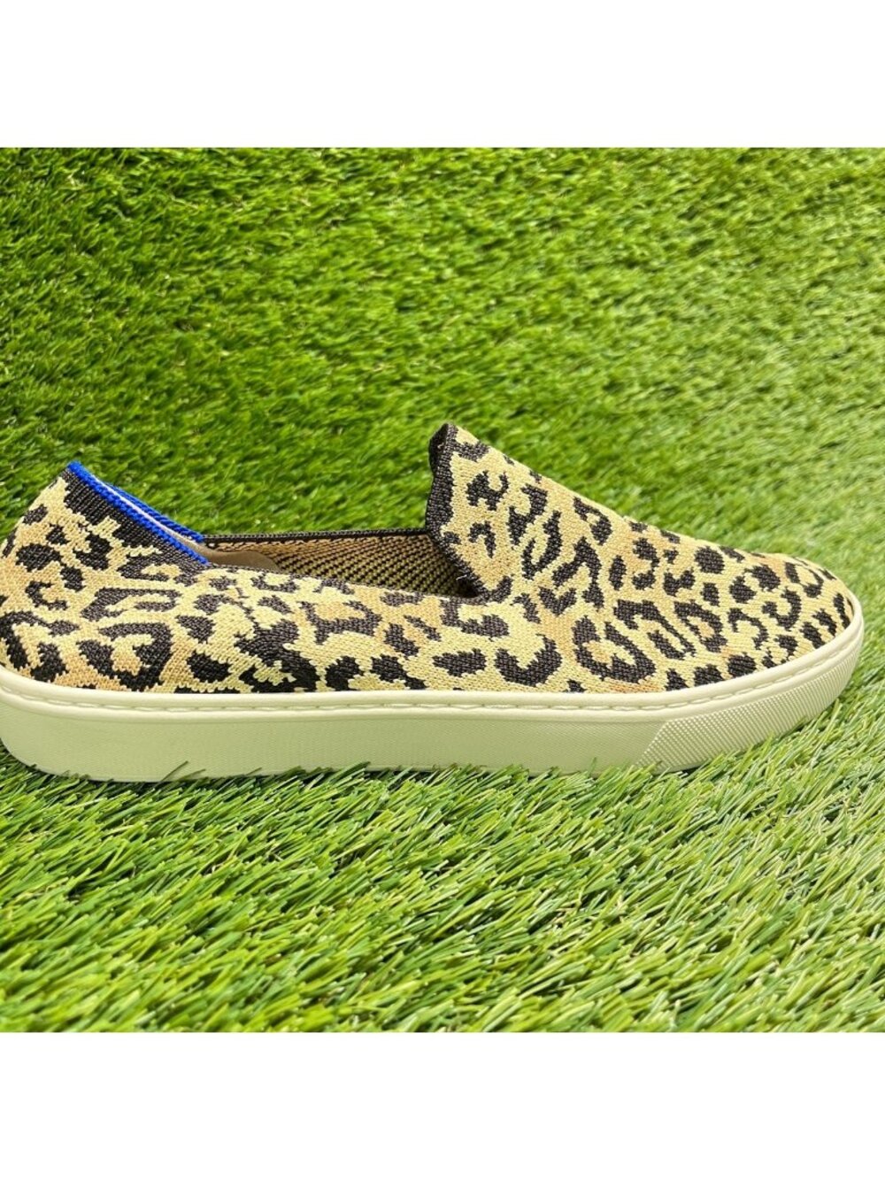 Rothy's The Sneaker Leopard Print Womens Size 8.5 Brown Slip On Shoes Sneakers